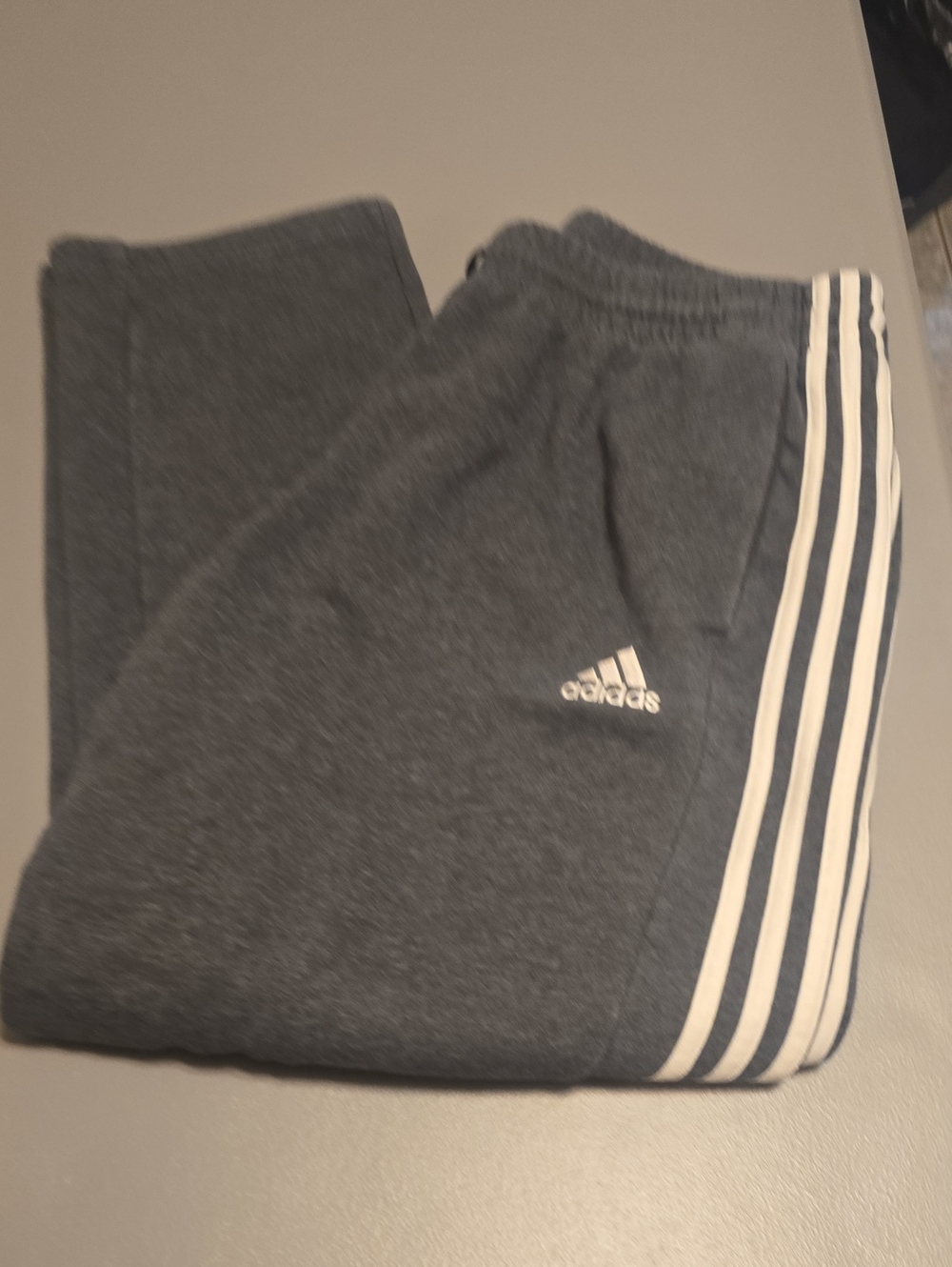 Adidas Charcoal Gray Joggers with White 3-Stripes